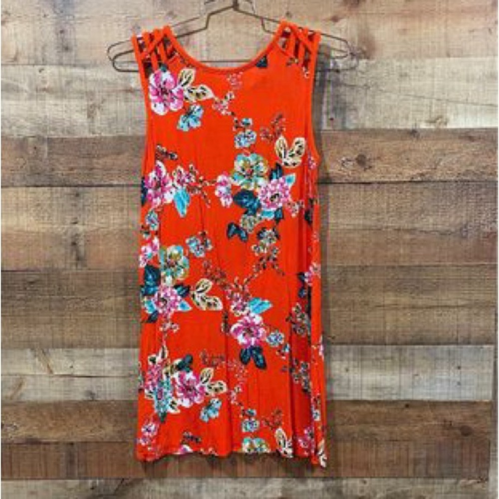 Speechless Sleeveless Orange Tropical Floral Pattern Dress Size Medium